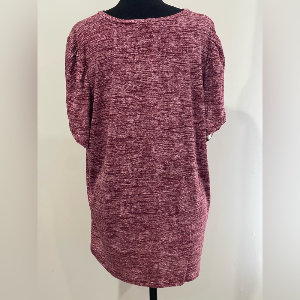 LuLaRoe XL Women's Maroon Short Sleeve Top w Stretch 687 - Picture 4 of 8